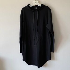 Black Long Hoodie Dress with Kangaroo Pocket